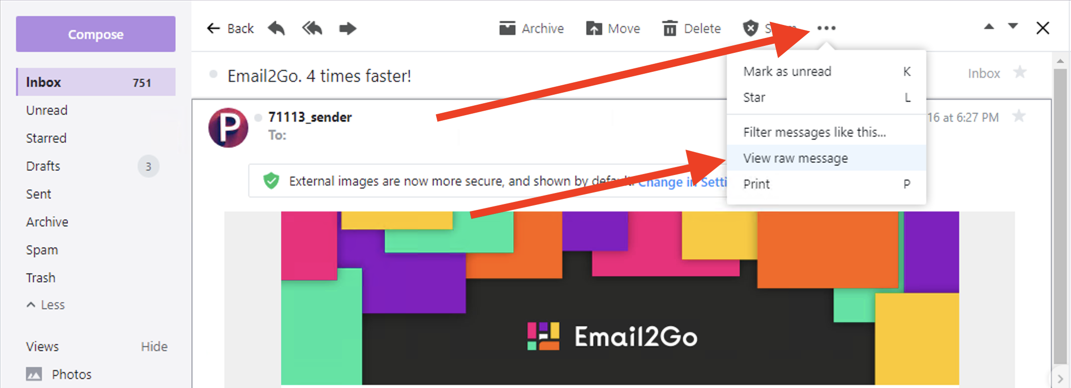 Getting EML from Yahoo! for Use in Email2Go