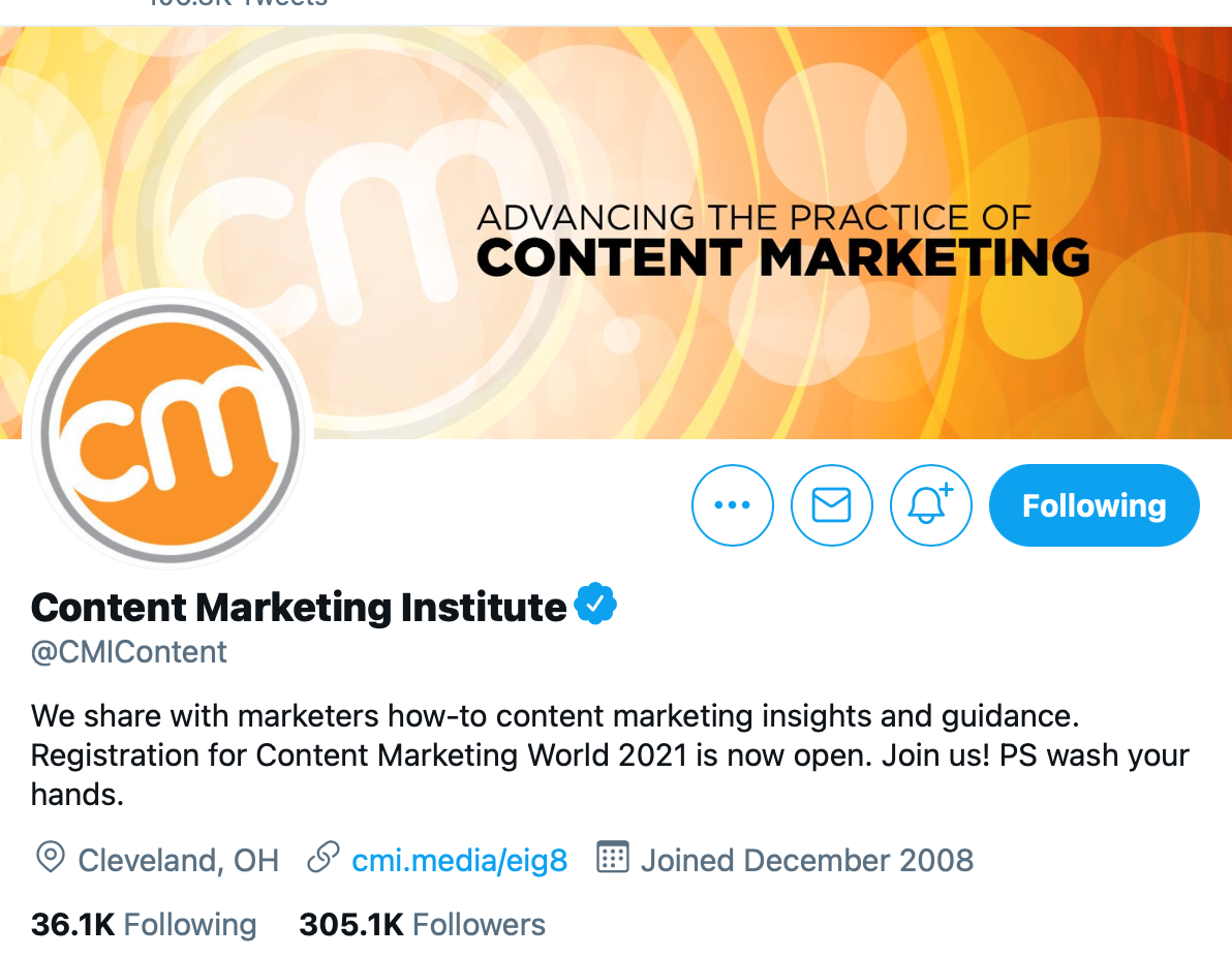 Content Marketing Institute Twitter